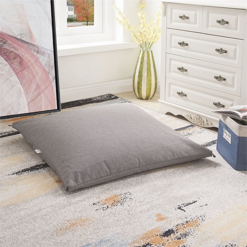 Magic Pouf Gray Beanbag Linen 3 in 1 Ottoman Chair Pillow