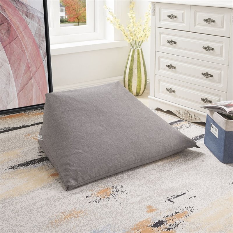 Magic Pouf Gray Beanbag Linen 3 in 1 Ottoman Chair Pillow