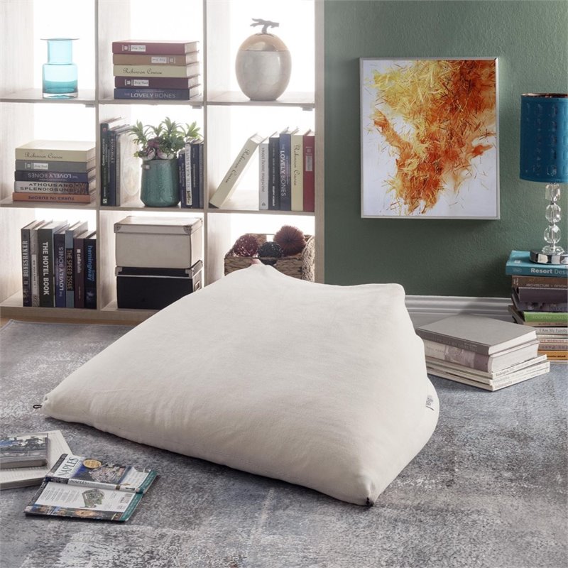 Magic Pouf Beige Beanbag Microplush 3 in 1 Ottoman Chair Pillow