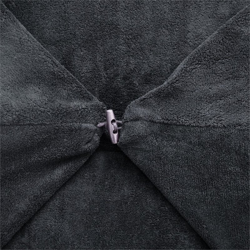 Magic Pouf Black Beanbag Microplush 3 in 1 Ottoman Chair Pillow