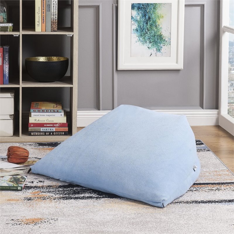 Magic Pouf Blue Beanbag Microplush 3 in 1 Ottoman Chair Pillow