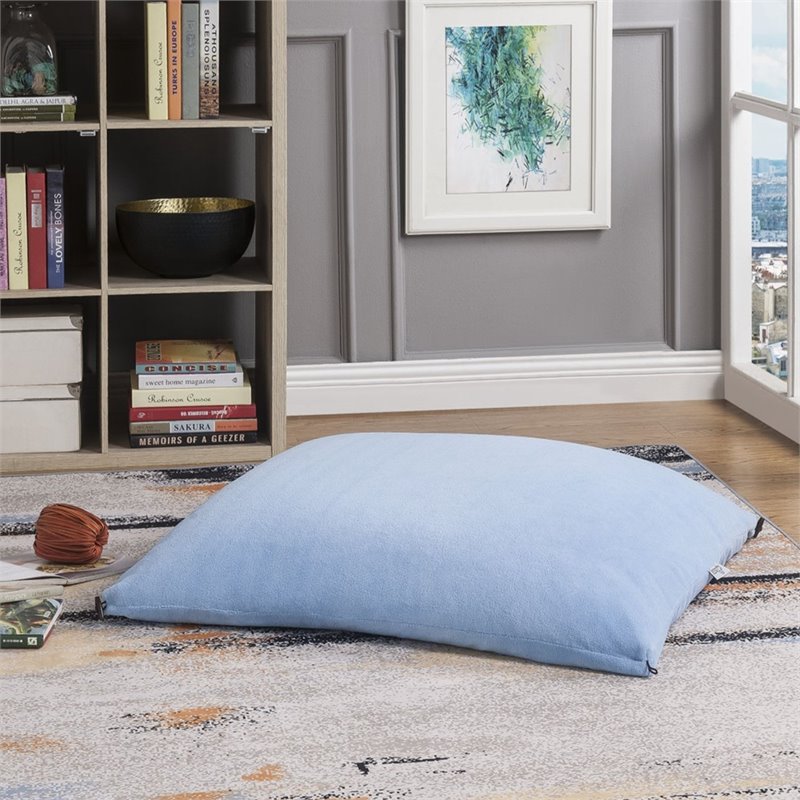 Magic Pouf Blue Beanbag Microplush 3 in 1 Ottoman Chair Pillow