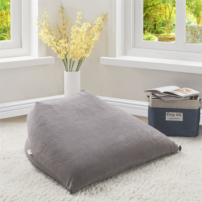 Magic Pouf Gray Beanbag Microplush 3 in 1 Ottoman Chair Pillow