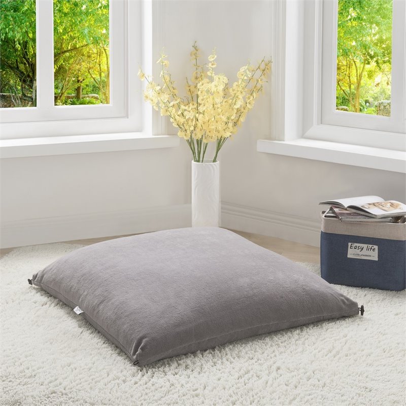 Magic Pouf Gray Beanbag Microplush 3 in 1 Ottoman Chair Pillow