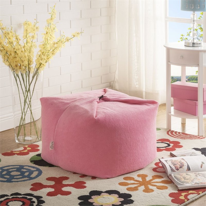 Magic Pouf Pink Beanbag Microplush 3 in 1 Ottoman Chair Pillow