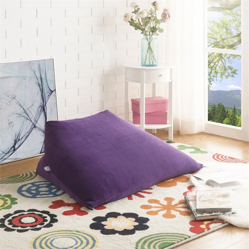 Magic Pouf Purple Beanbag Microplush 3 in 1 Ottoman Chair Pillow