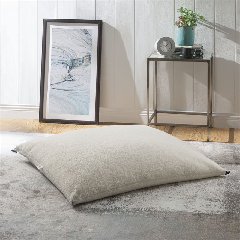 Magic Pouf Cream White Beanbag Sherpa 3 in 1 Ottoman Chair Pillow