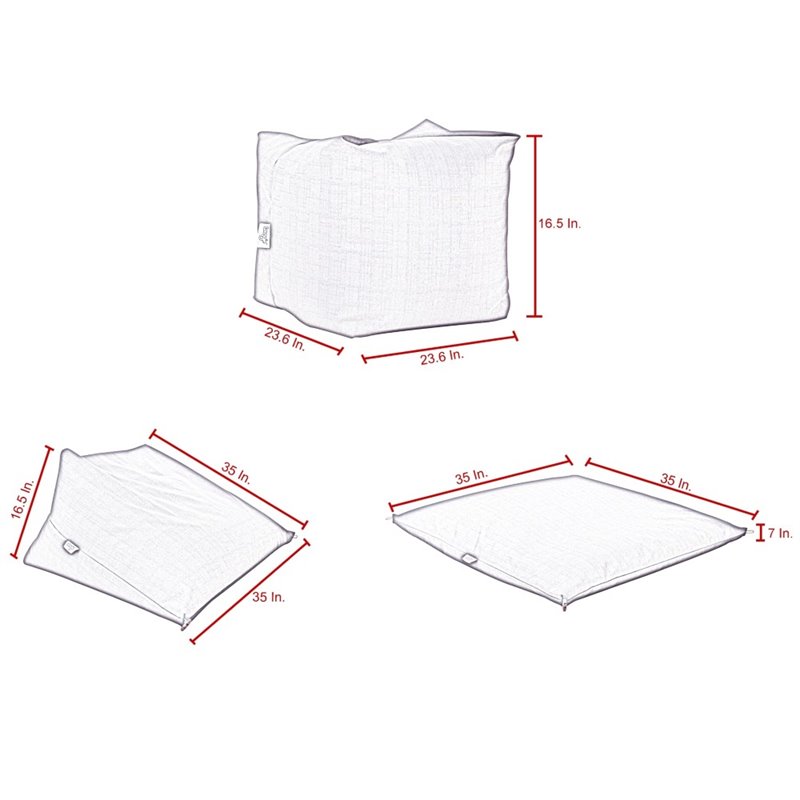 Magic Pouf Cream White Beanbag Sherpa 3 in 1 Ottoman Chair Pillow