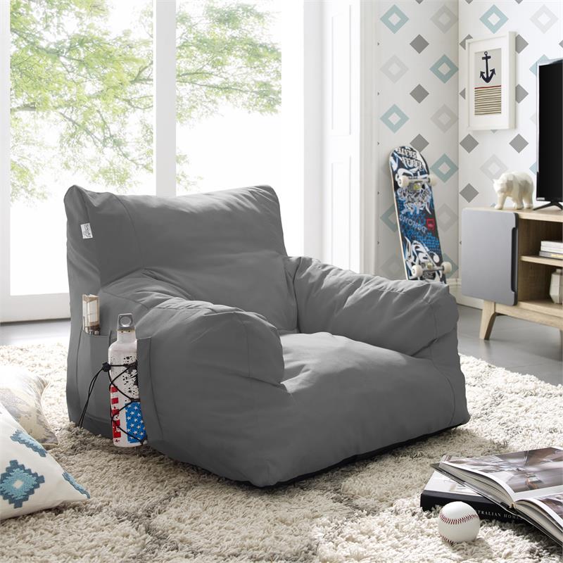 Loungie Comfy Nylon Bean Bag Chair/ Lounge Chair Light Grey