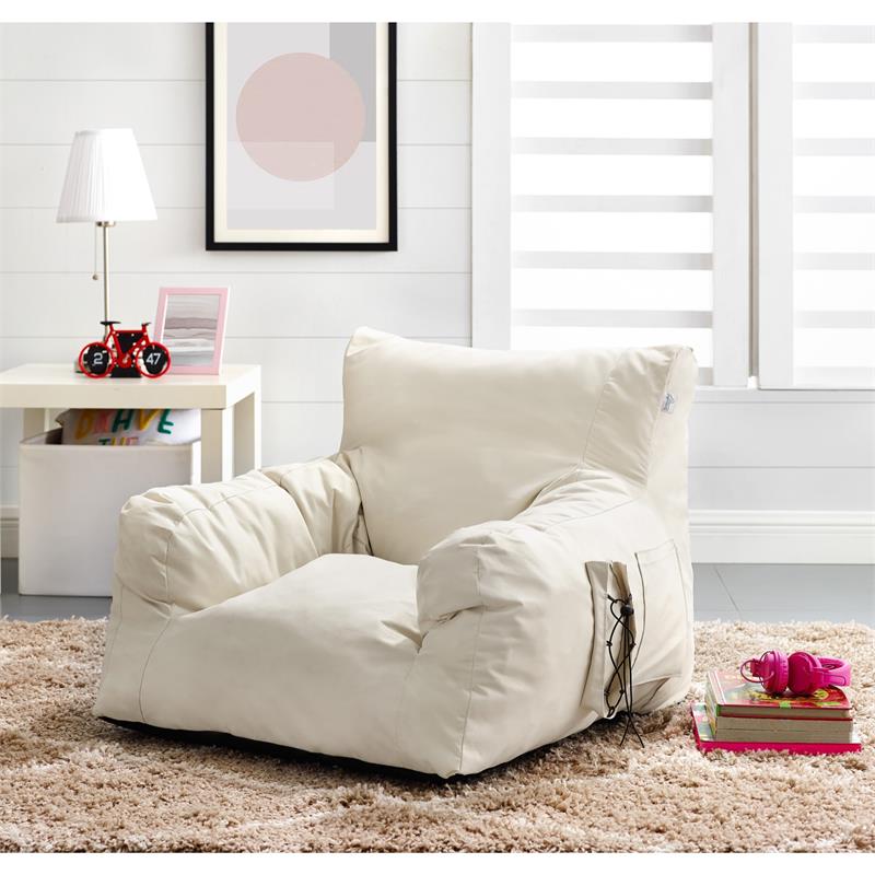 Loungie Comfy Nylon Bean Bag Chair/ Lounge Chair Beige