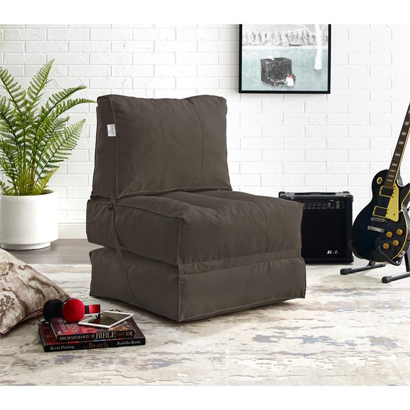 Loungie Cloudy Nylon Bean Bag Chair Brown