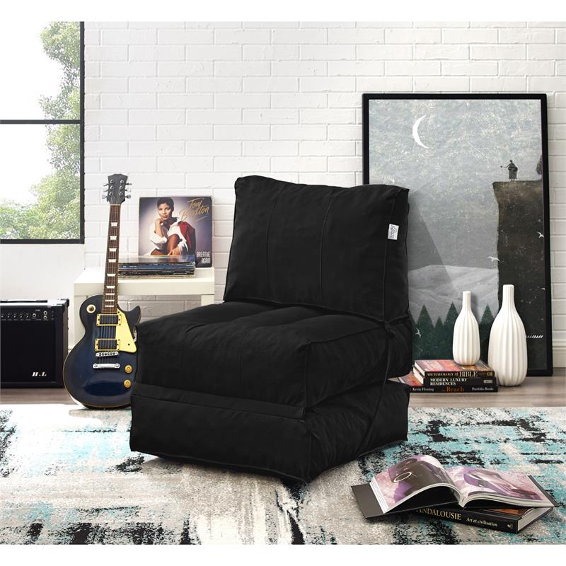 Loungie Cloudy Nylon Bean Bag Chair Black