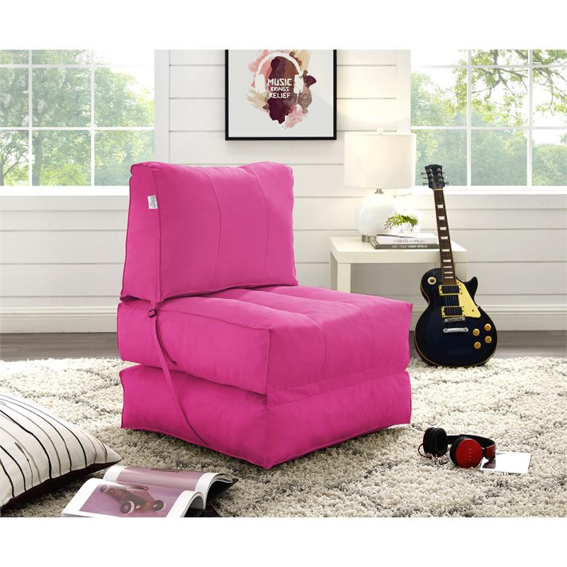 Loungie Cloudy Nylon Bean Bag Chair Fuchsia