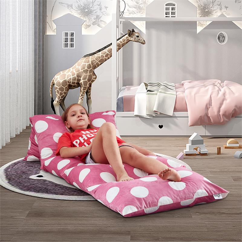 Bean Bag Covers Pink Polka Dots Microfiber 88