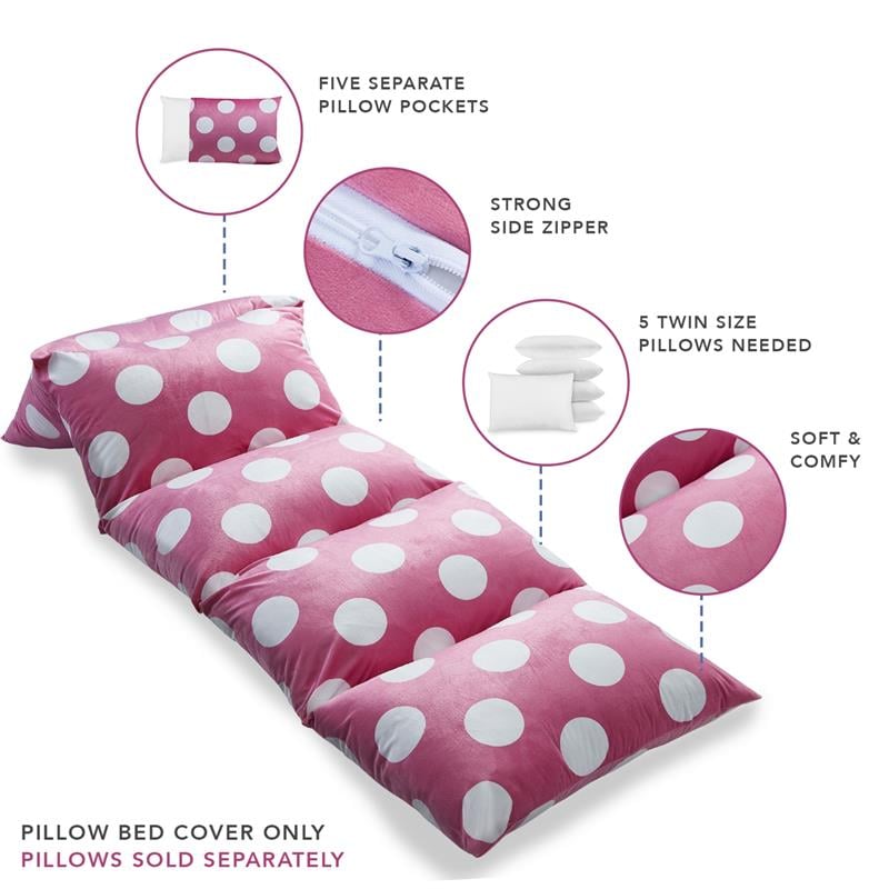 Bean Bag Covers Pink Polka Dots Microfiber 88