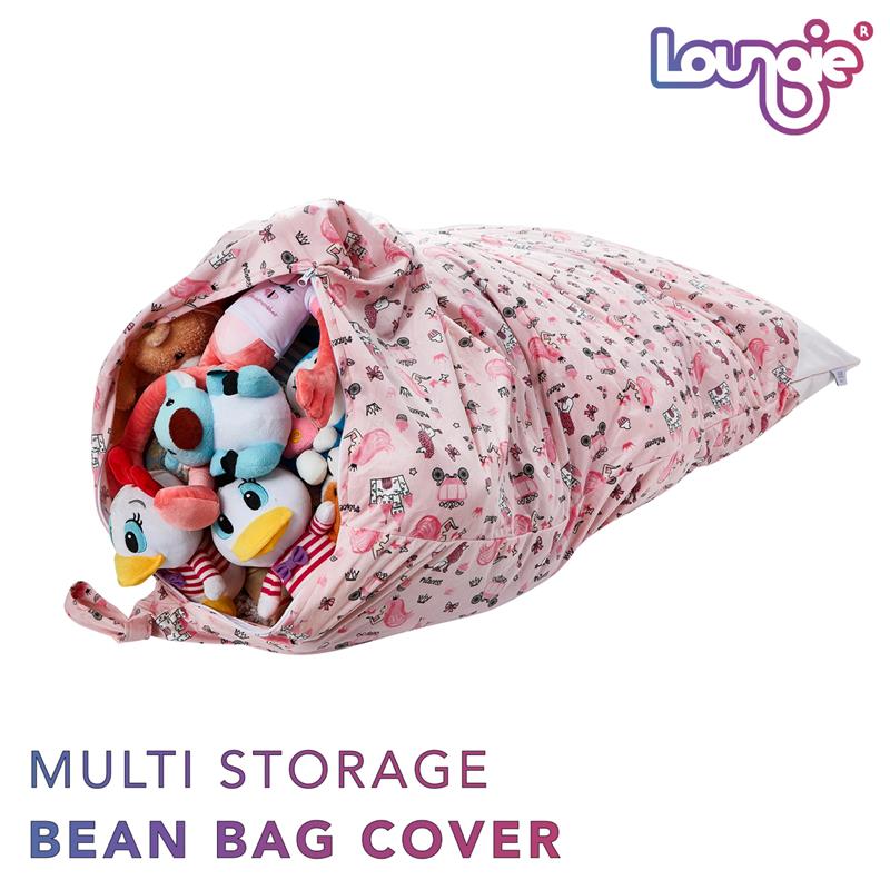 Loungie Bean Bag Covers Microfiber Stuffed Animal Storage