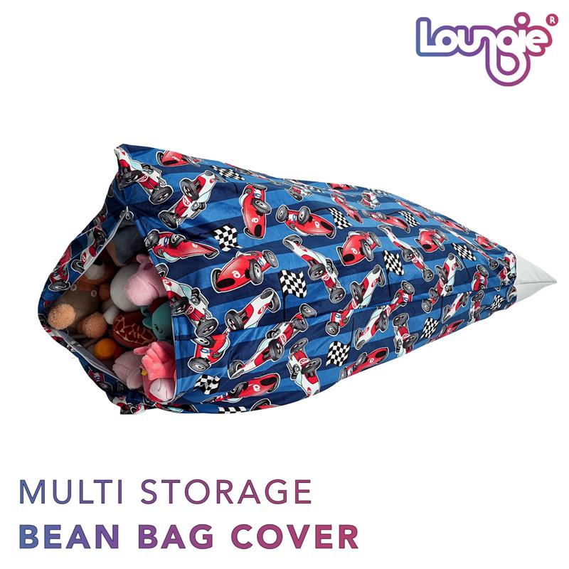 Bean Bag Covers Racecar Blue Microfiber 55