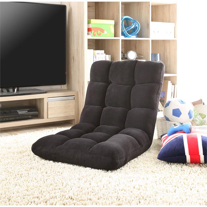 Loungie Floor Chairs Black Microplush Foam Filling Steel Tube Frame