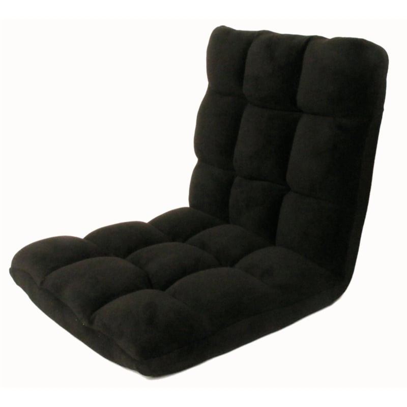 Loungie Floor Chairs Black Microplush Foam Filling Steel Tube Frame