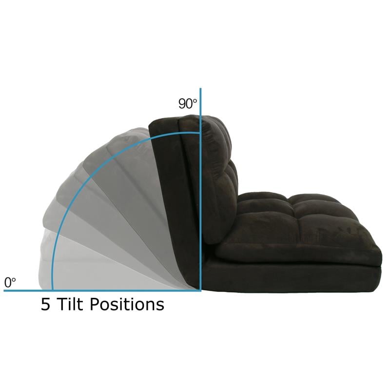 Loungie Floor Chairs Black Microsuede Foam Filling Steel Tube Frame