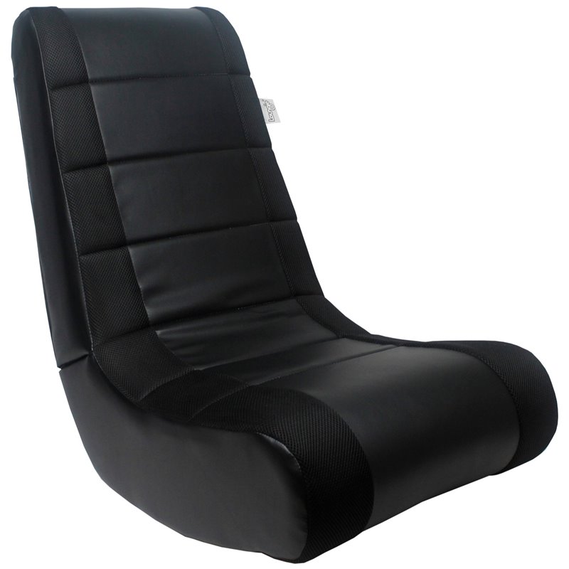 Rockme Floor Chairs Black And Black Leather PU For Kids Teens Adults or Unisex
