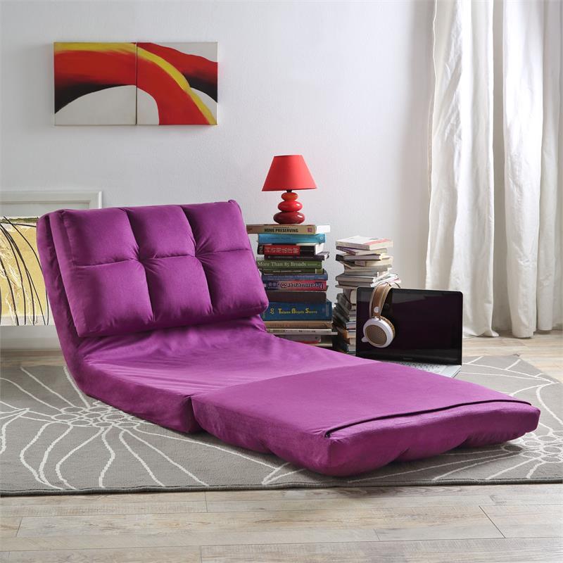 Loungie Floor Chairs Purple Microsuede Foam Filling Steel Tube Frame