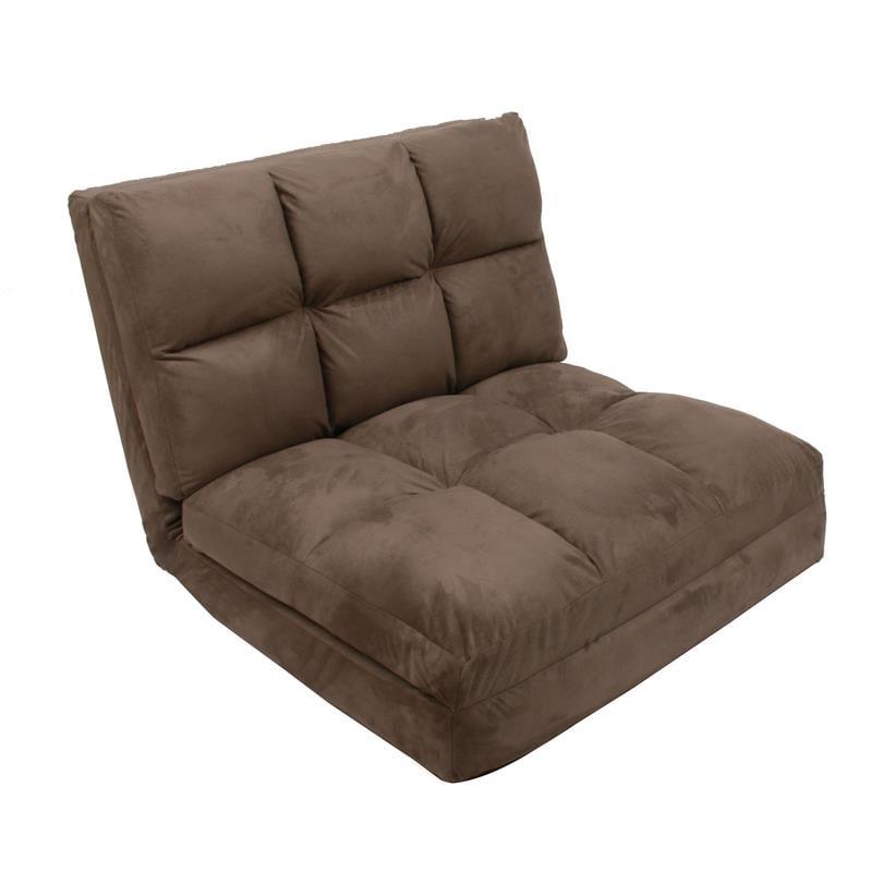 Loungie Floor Chairs Brown Microsuede Foam Filling Steel Tube Frame