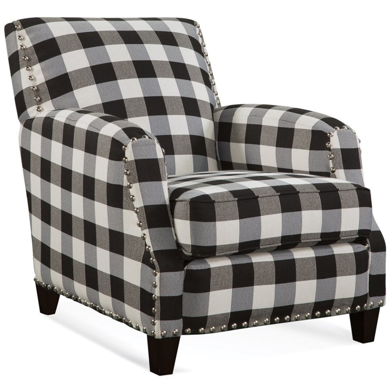 (Set of 2) Transitional Plaid Chair in Black and White - 1901098-PKG