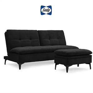 avondale sofa convertible & ottoman in sydney black by sealy sofa convertibles