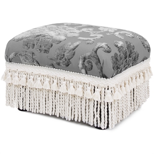 Fiona Traditional Decorative Footstool Ash Grey Floral