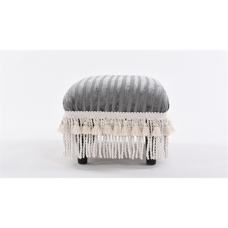 Fiona Traditional Decorative Footstool Ash Grey Striped 2318 671