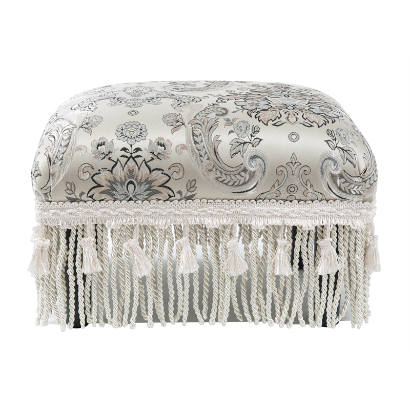 Fiona Traditional Decorative Footstool Silver Paisley 2318 909