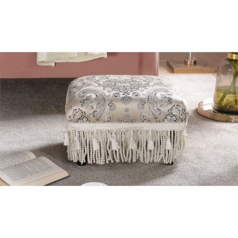 Fiona Traditional Decorative Footstool Silver Paisley 2318 909