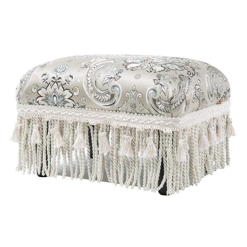 Fiona Traditional Decorative Footstool Silver Paisley 2318 909