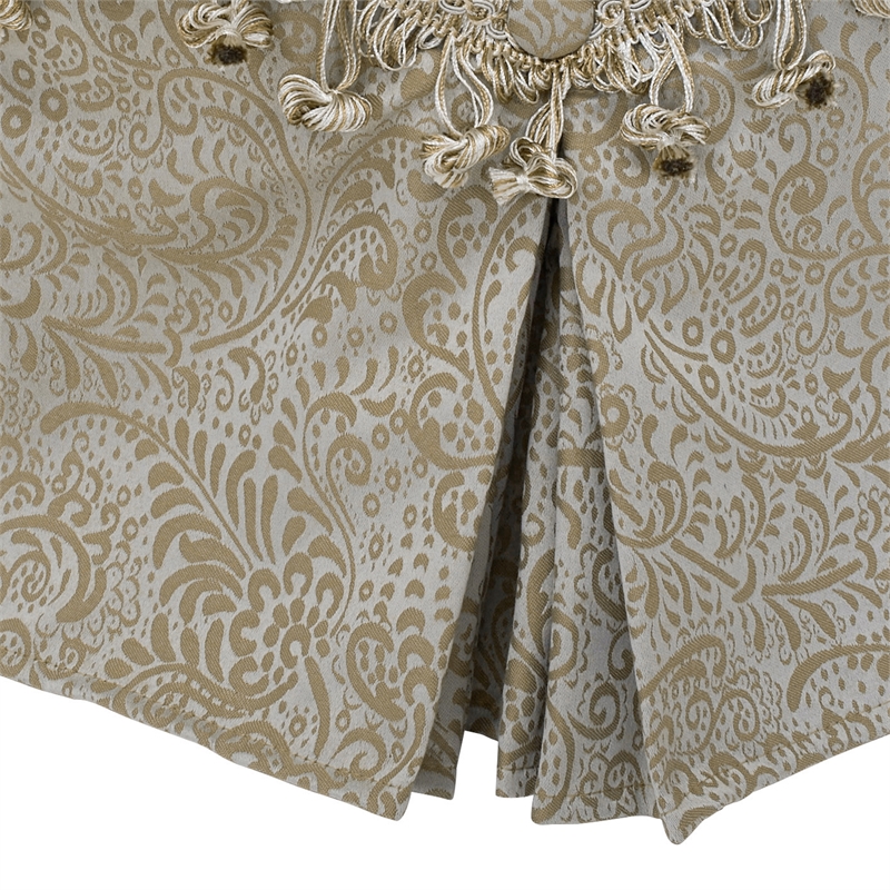 Polly Tufted Round Vanity Stool Pleated Skirt Teal Tan Cymax Business