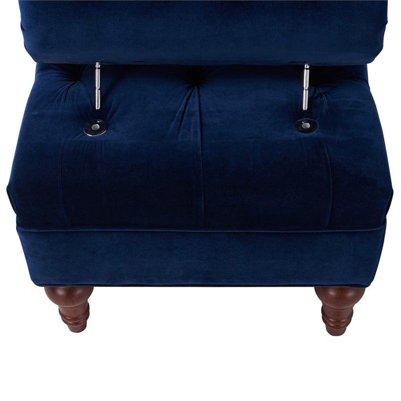 Lewis Bolster Arm Entryway Bench Navy Blue