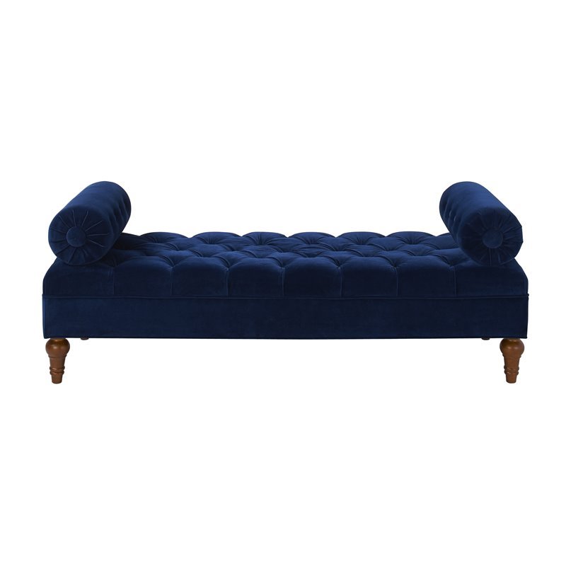 Lewis Bolster Arm Entryway Bench Navy Blue