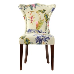 Paradise Upholstered Accent Chair Off White Floral Fabric