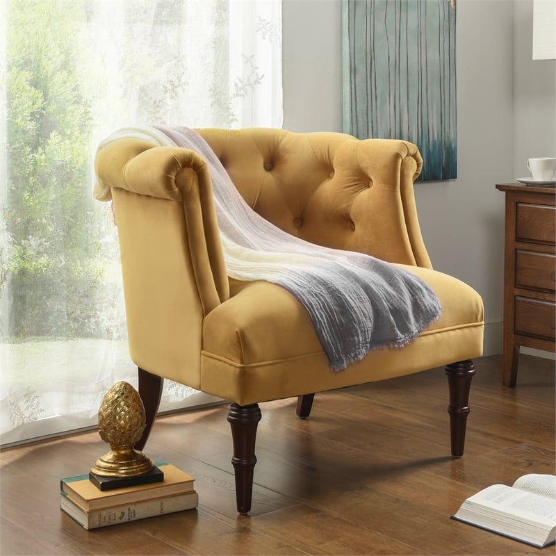 Katherine Tufted Accent Chair Gold Velvet