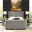 Brooklyn Queen Tufted Velvet Bed Opal Grey