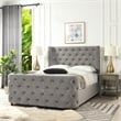 Brooklyn Queen Tufted Velvet Bed Opal Grey