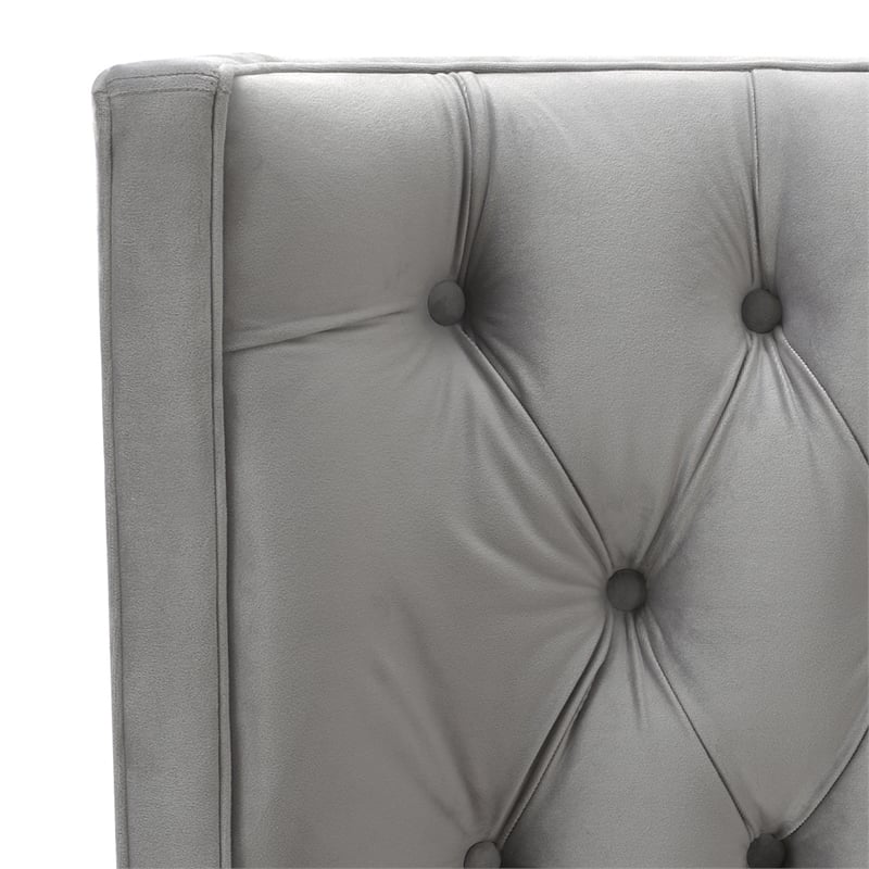 Brooklyn Queen Tufted Velvet Bed Opal Grey