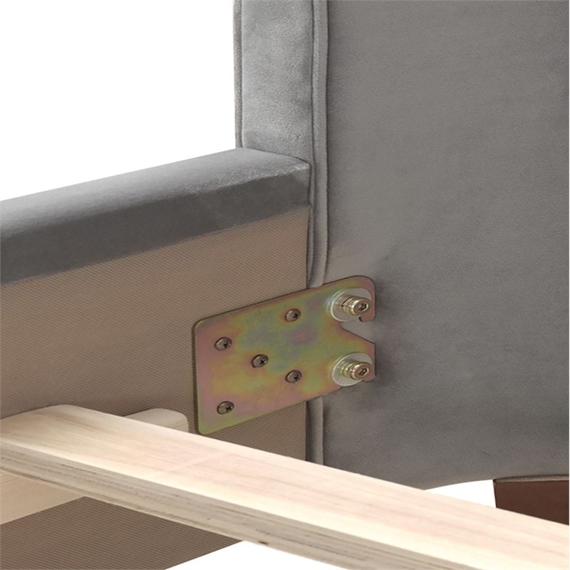 Brooklyn King Tufted Panel Bed Opal Grey Velvet