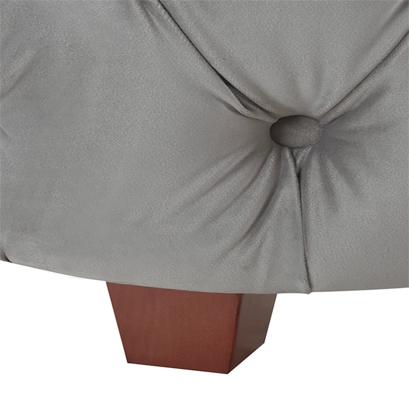 Brooklyn King Tufted Panel Bed Opal Grey Velvet