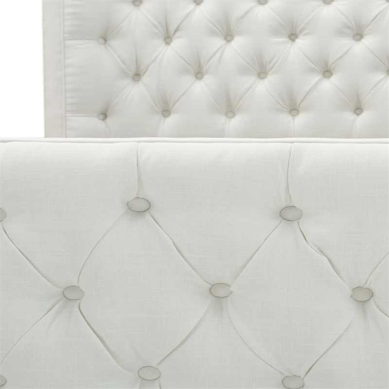 Brooklyn Queen Tufted Bed Antique White, Antique White Queen Brooklyn Tufted Headboard Bed