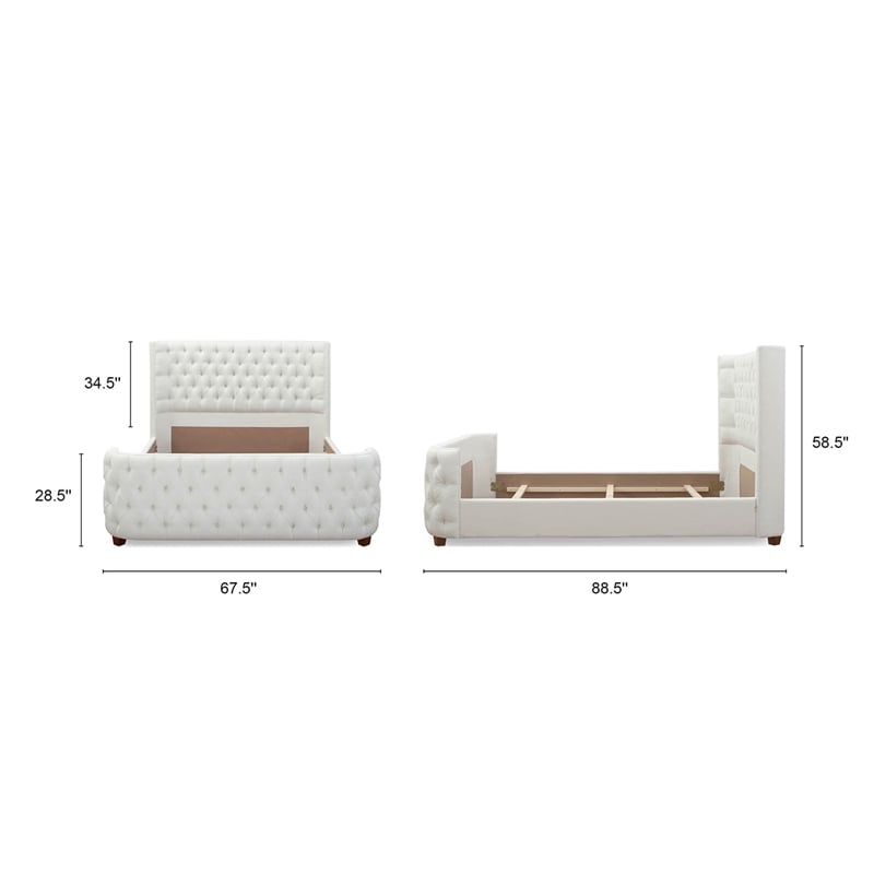 Brooklyn Queen Tufted Panel Bed Antique White