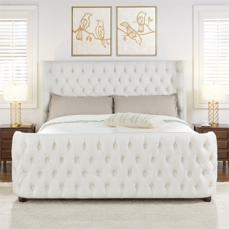 Brooklyn King Tufted Bed Antique White 25598794