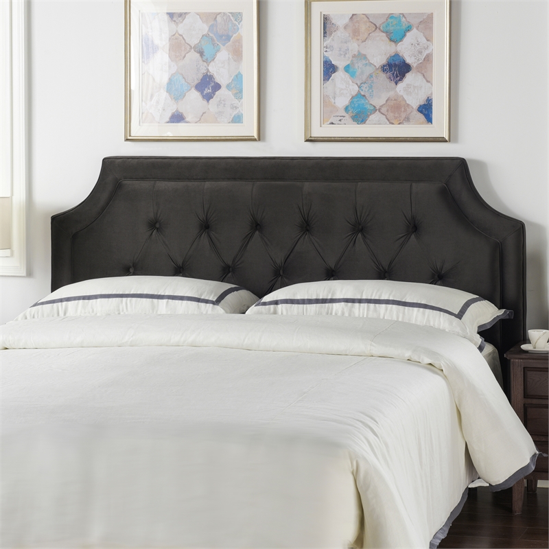 Kaye Tufted King Headboard Dark Charcoal Grey | Cymax Business