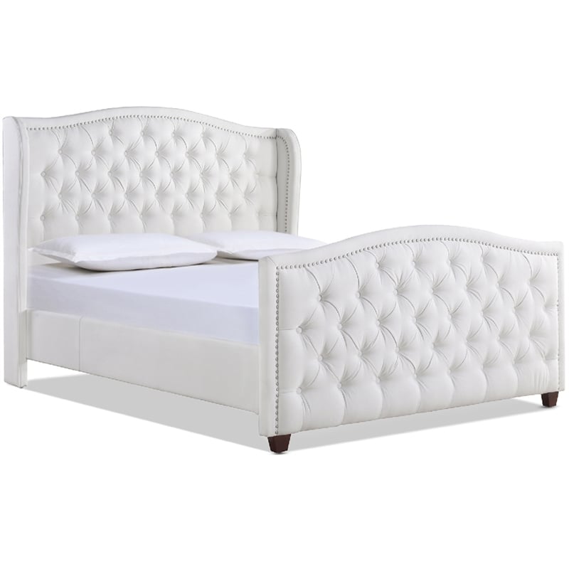 Marcella Tufted Wingback Queen Bed Bright White