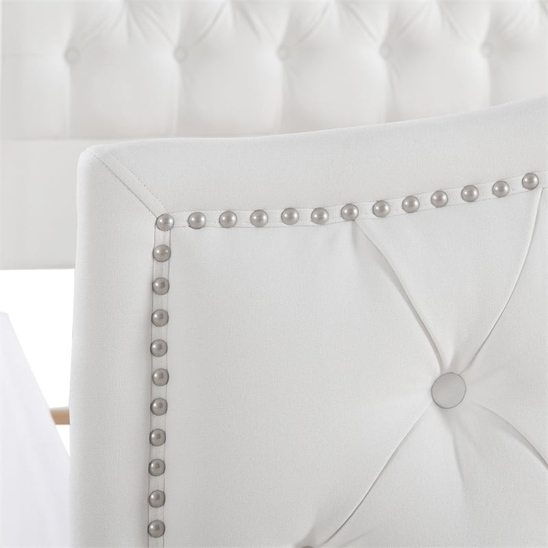Marcella Tufted Wingback Queen Bed Bright White